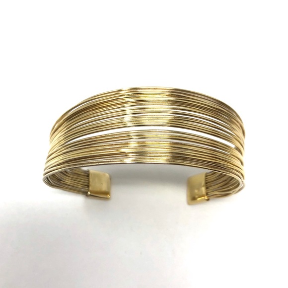 Sterling silver with gold overlay multi strand cuff, 24.2g - Picture 5 of 16